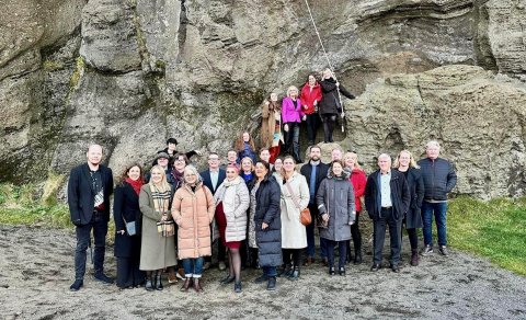Hópur stjórnenda á haustþingi STS í Vestmannaeyjum.